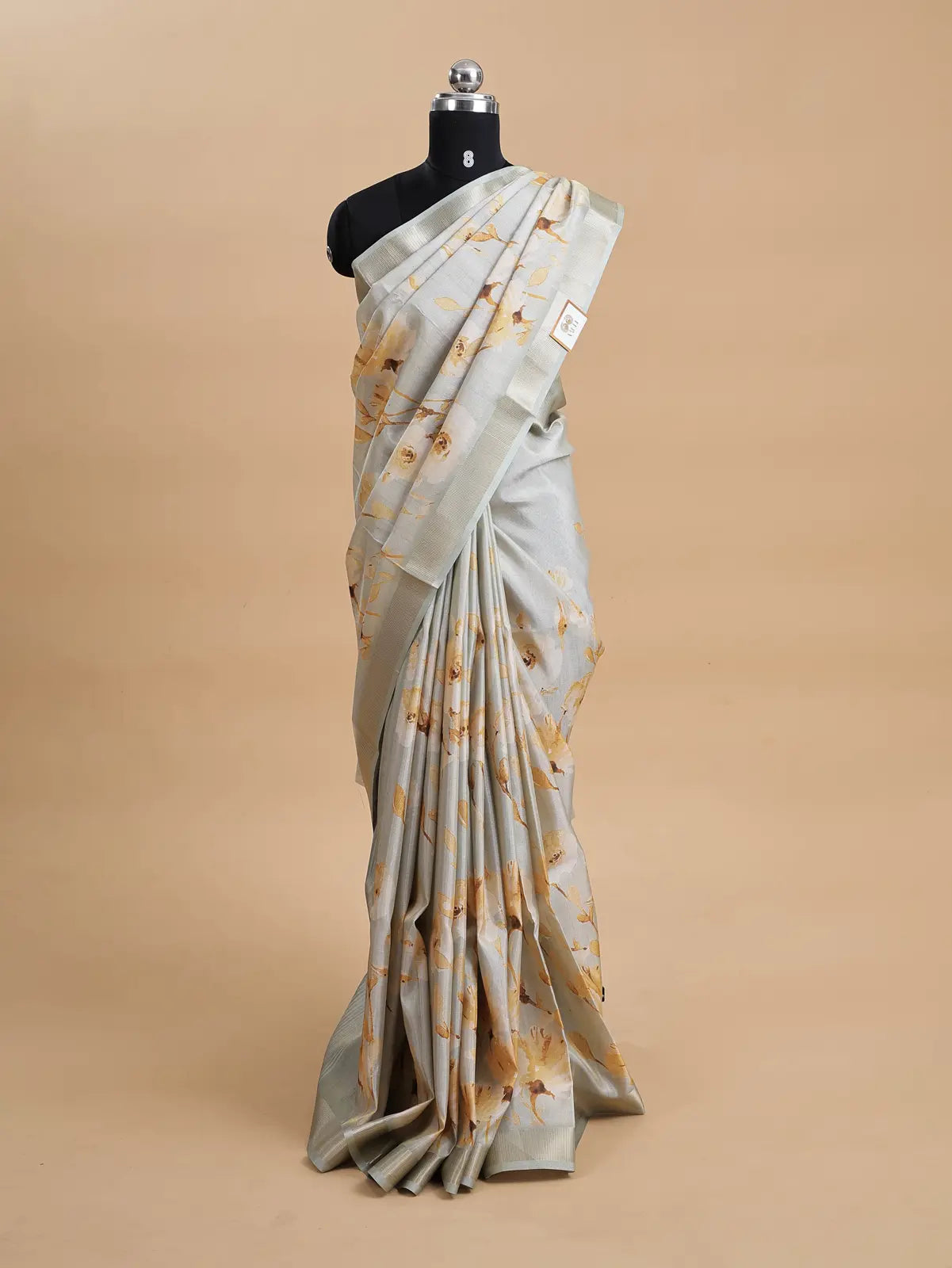 TUSSAR TISSUE SAREE - MINT GREEN