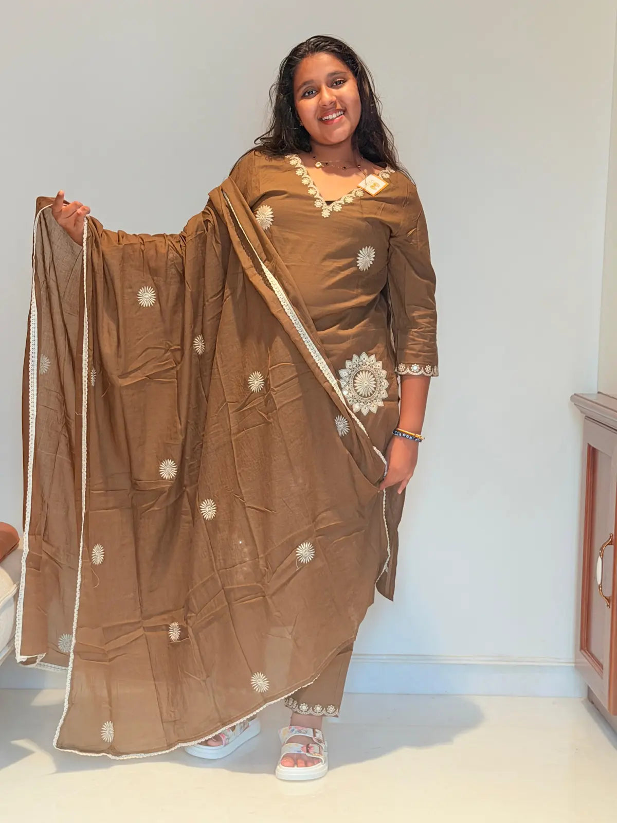 Brown embroidery salwar set
