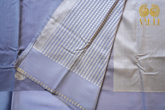 Elegant steel grey  Silver Zari Saree