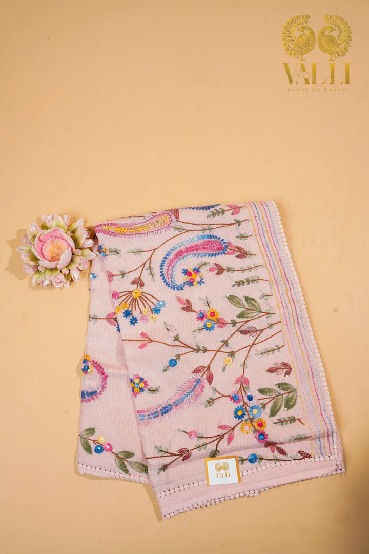 Soft cotton embroidery Baby pink 
