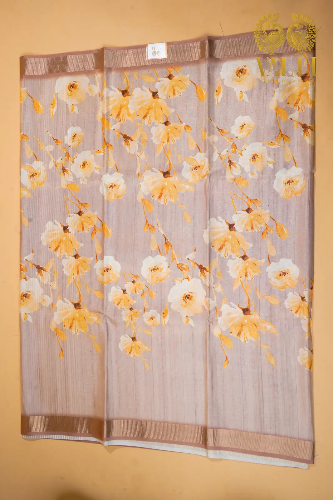 Tissue Tussar Silk Saree Pastel Brown 