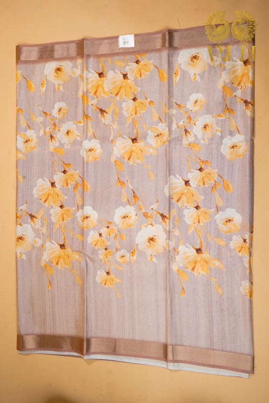 Tissue Tussar Silk Saree Pastel Brown 