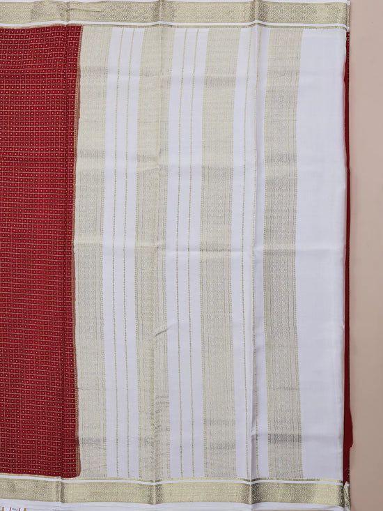 Thousand Butta Red & White | Pure Crepe Silk Checks Saree