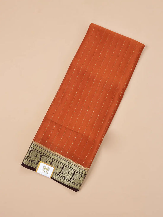 Annam Pure Crepe Silk Saree – Rust Orange
