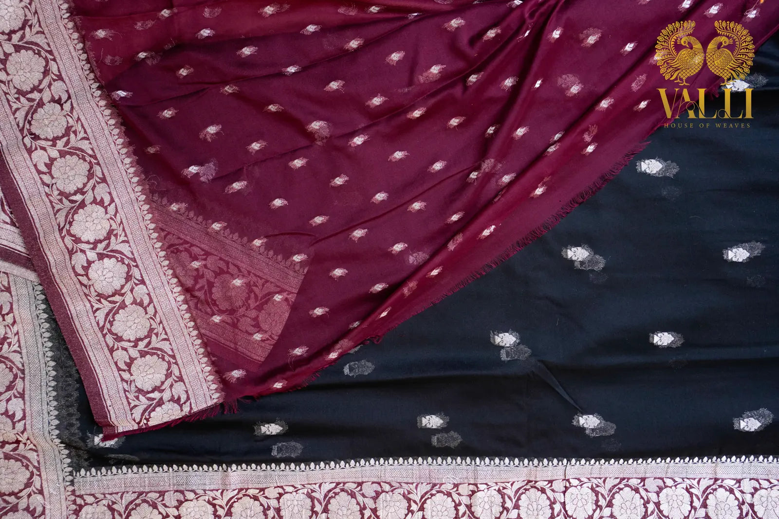 Chiffon saree black +maroon Black 