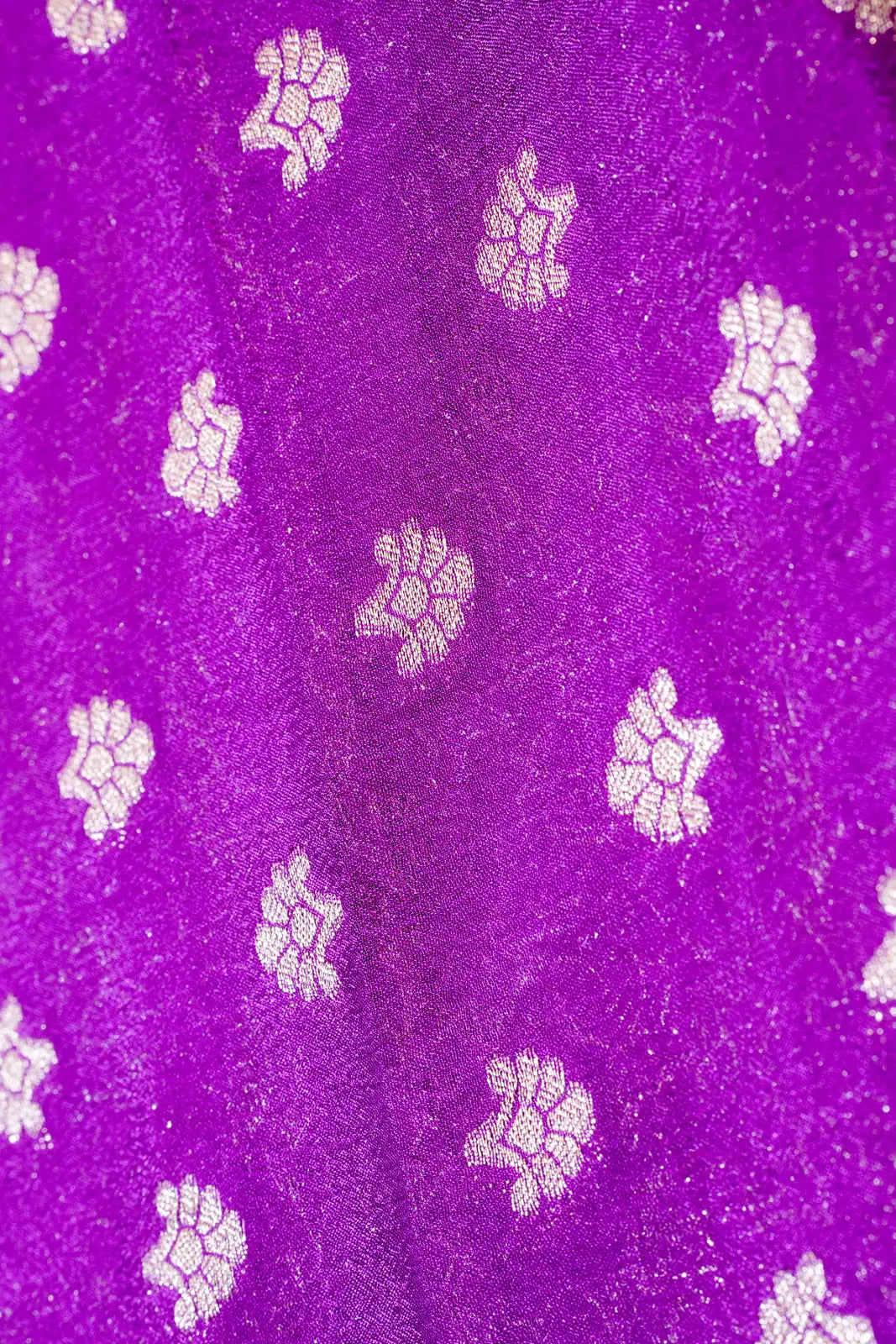 Purple Tissue Silk Saree with Silver Zari Motifs