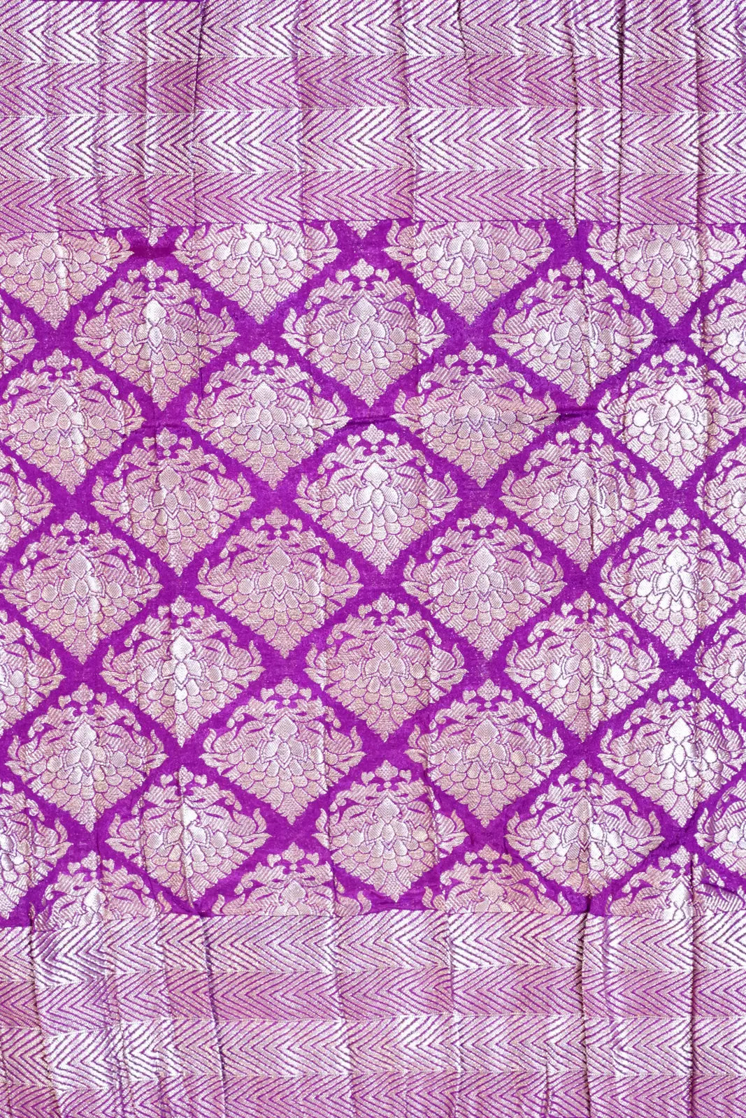 Purple Tissue Silk Saree with Silver Zari Motifs
