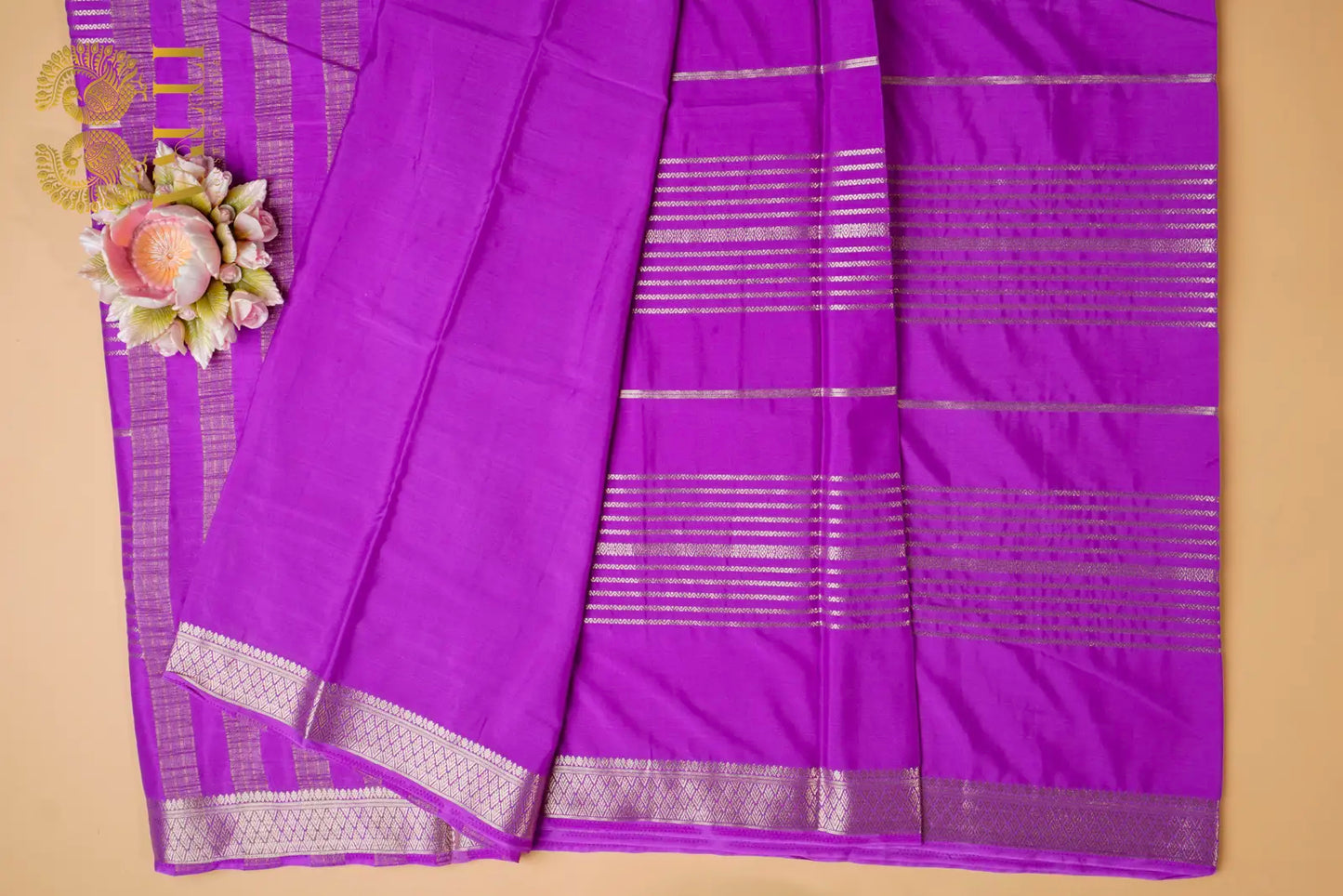 Orchid Purple Semi Crepe Silk Saree with Gold Zari Weaves