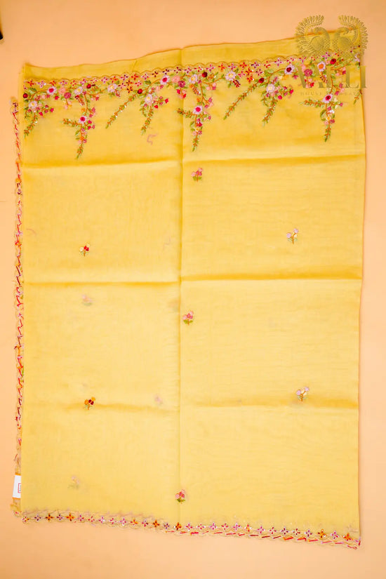 French Knot Embroidery Organza Saree